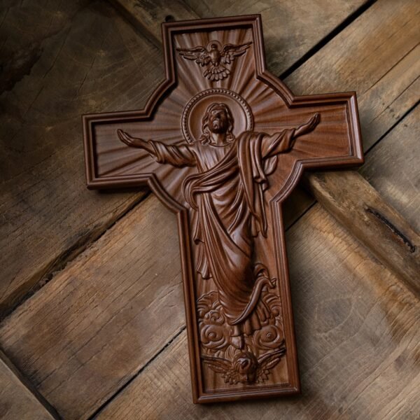 Jesus Christ Wooden Cross, Jesus Statue, Wall Decor, Catholic Cross, Solid Wood Carving, Catholic Religious Figure, Easter Gift