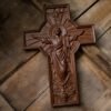Jesus Christ Wooden Cross, Jesus Statue, Wall Decor, Catholic Cross, Solid Wood Carving, Catholic Religious Figure, Easter Gift