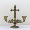 Jesus Cross Candle Holder Retro Religious Christ Metal Candlestick Ornament Home Decor Church Utensils
