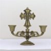 Jesus Cross Candle Holder Retro Religious Christ Metal Candlestick Ornament Home Decor Church Utensils