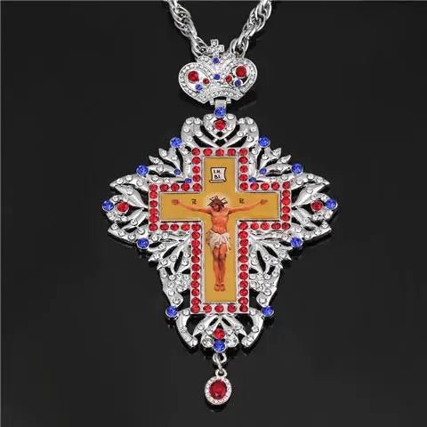 Jesus Cross Necklace Orthodox Priest Crystal Church Gift Virgin Mary Catholic Utensils Religious Prayer
