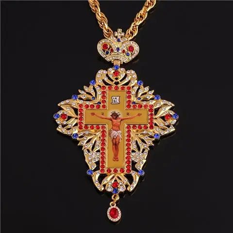 Jesus Cross Necklace Orthodox Priest Crystal Church Gift Virgin Mary Catholic Utensils Religious Prayer