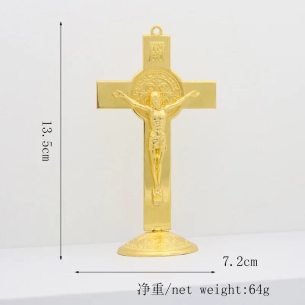 Jesus Cross Saint Benedict Golden Color Priest Catholic Church Utensils Christ Car Home Decor Religious Orthodox Decoration