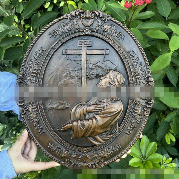 Jesus Cross Wood Carving Wall Decor Christ Figures Catholic Relic Church Decoration