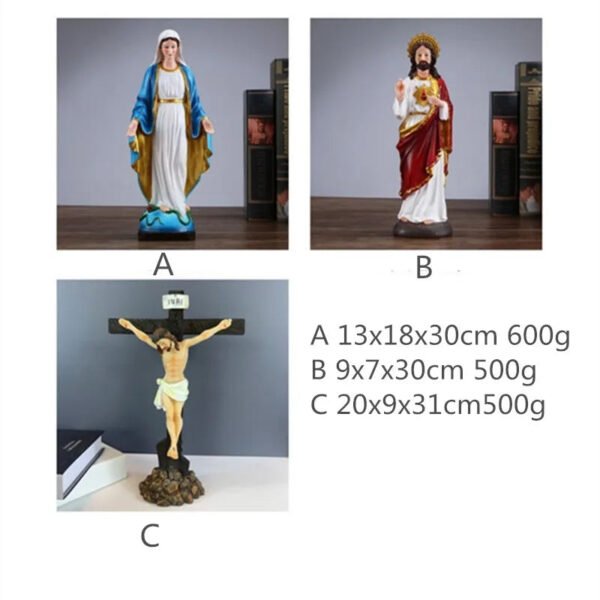 Jesus Heart Crucifixion Resin Home Decoration Handicraft Catholic Church Utensils Virgin Mary Religious Figure Statue Christian
