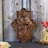 Jesus Shepherd Icon Sculpture Plaque Catholic Saints Image Faith Christian Home Wall Decor Wood Carving Gift