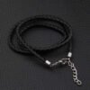 Viking Magic~Jewelry Men's Necklace - 3mm Cord - Leather - Stainless Steel - for Men - Color Black Silver