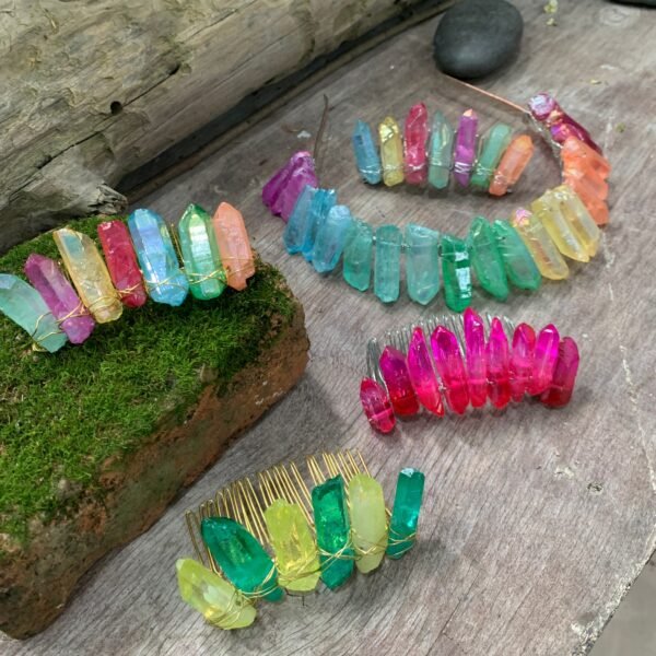 Jewelry Raw Crystal Hairpin Hair Comb Real Stone  Witchcraft Accessories Shooting Women's Gifts