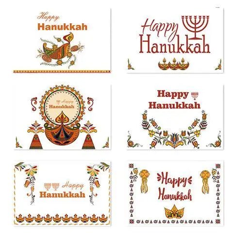 Jewish Happy Hanukkah Card Sets Gift Menorah Thank You Card 6pcs