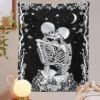Kiss Skull Tapestry Wedding Moon Skeleton Tapestry Starry sky Tapestry Starry Tapestry Black and White Stars Tapestry for Room