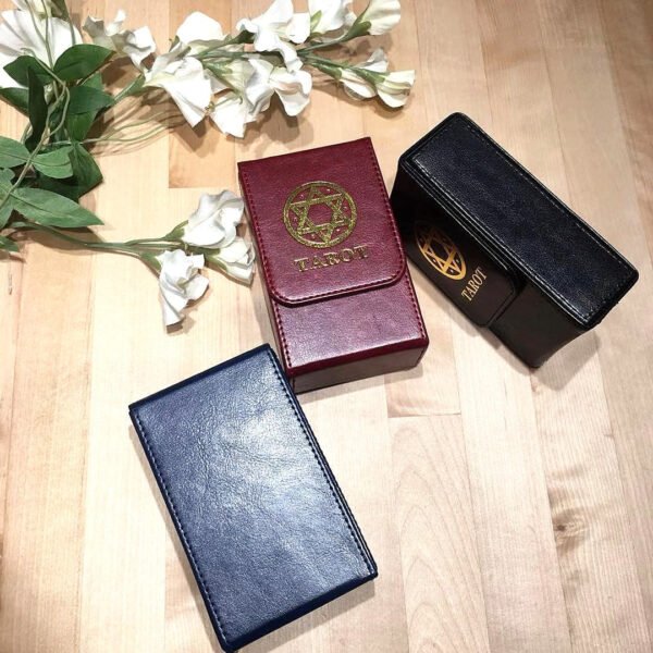Leather tarot storage box collection board game oracle card holder box pentagram Wicca Divination cards accessories Ritual Props Tarot &Divination