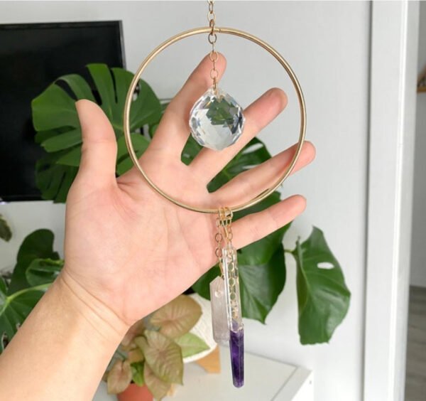 Leo Crystal Suncatcher  Crystal Points Rainbow Maker window hanging Wall hanging garden decoration  Leo Crystals Zodiac Gift  Wall Decor