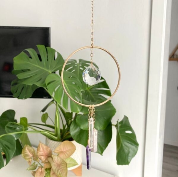 Leo Crystal Suncatcher  Crystal Points Rainbow Maker window hanging Wall hanging garden decoration  Leo Crystals Zodiac Gift  Wall Decor