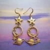 Long Dangly Earrings, Moon, Stars and Saturn,Celestial Earrings for Women Nickel-free,Witchy Jewelry-Celestial Gift for Wiccan