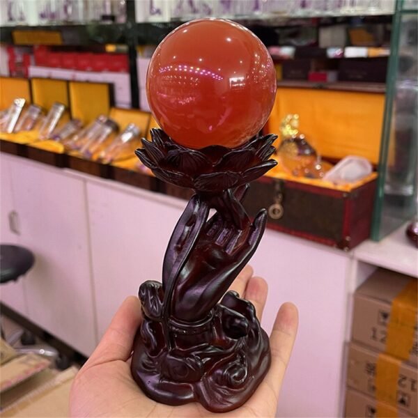 Lotus Guanyin Buddha Hand Resin Crystal Ball Base Resin Charm Craft Fengshui Ornament Home Decor Suitable for 6-8cm Crystal Ball