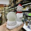 Lovely Winter Christmas Hat Snowman Statue Resin Crafts Ornament Crystal Ball Base Home Accessories Christmas Decoration Gifts