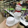 Lovely Winter Christmas Hat Snowman Statue Resin Crafts Ornament Crystal Ball Base Home Accessories Christmas Decoration Gifts