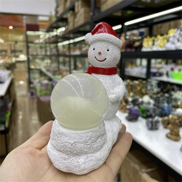 Lovely Winter Christmas Hat Snowman Statue Resin Crafts Ornament Crystal Ball Base Home Accessories Christmas Decoration Gifts