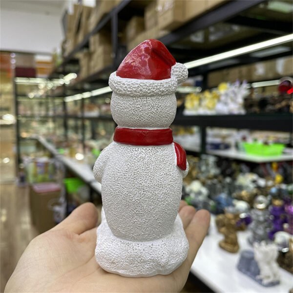 Lovely Winter Christmas Hat Snowman Statue Resin Crafts Ornament Crystal Ball Base Home Accessories Christmas Decoration Gifts
