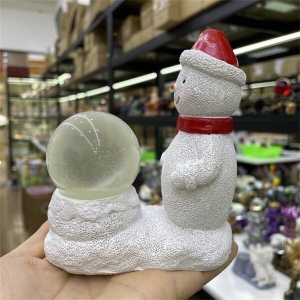 Lovely Winter Christmas Hat Snowman Statue Resin Crafts Ornament Crystal Ball Base Home Accessories Christmas Decoration Gifts