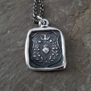 Loves Triumph - Swallow and Enflamed Heart Necklace - Ardent Hope, Love and Affection