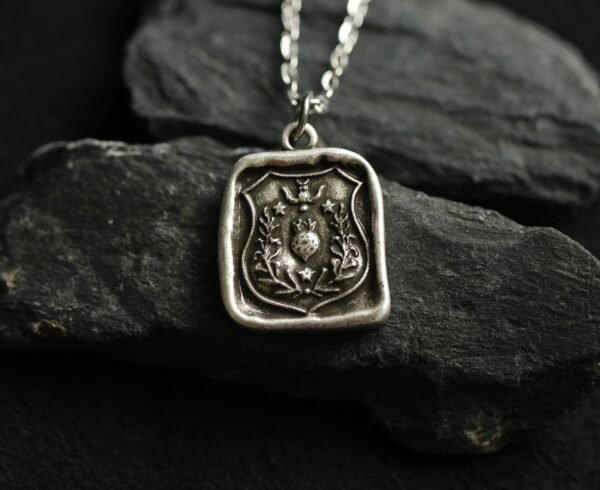 Loves Triumph - Swallow and Enflamed Heart Necklace - Ardent Hope, Love and Affection