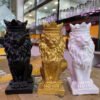 Lucky Crown Lion Resin Statue Crafts Ornaments Crystal Ball Holder Shpere Display Stand Living Room Home Decor
