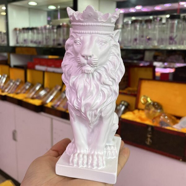 Lucky Crown Lion Resin Statue Crafts Ornaments Crystal Ball Holder Shpere Display Stand Living Room Home Decor