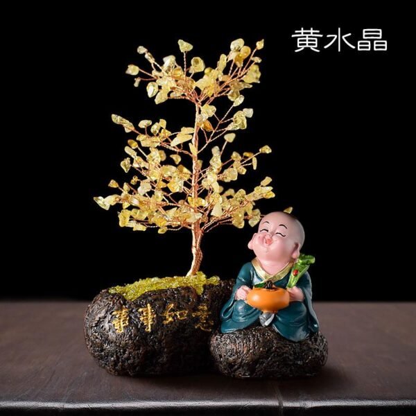 Magicun Crystal~Lucky natural crystal ornaments decorations home furnishings monk Feng Shui  tree Money Tree
