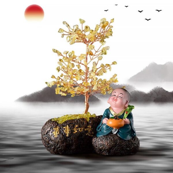 Magicun Crystal~Lucky natural crystal ornaments decorations home furnishings monk Feng Shui  tree Money Tree