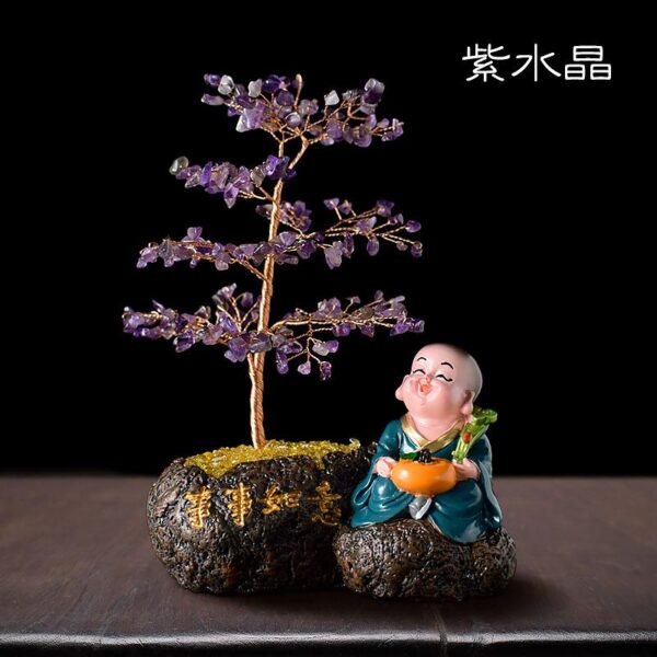 Magicun Crystal~Lucky natural crystal ornaments decorations home furnishings monk Feng Shui  tree Money Tree