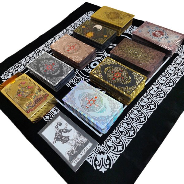 Luxury Gold Foil Tarot Card Hot Stamping PVC Waterproof and Wear-resistant Board Game Card Divination with Paper Instructions