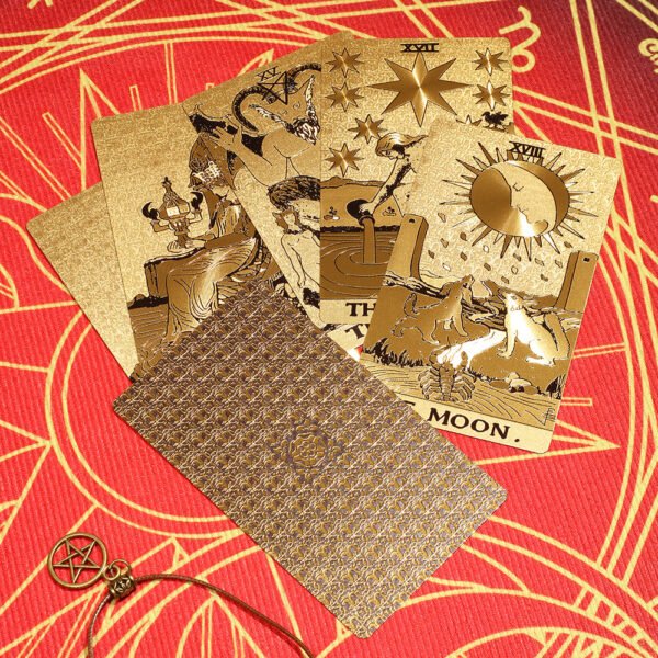 Luxury Gold Foil Tarot Card Hot Stamping PVC Waterproof and Wear-resistant Board Game Card Divination with Paper Instructions