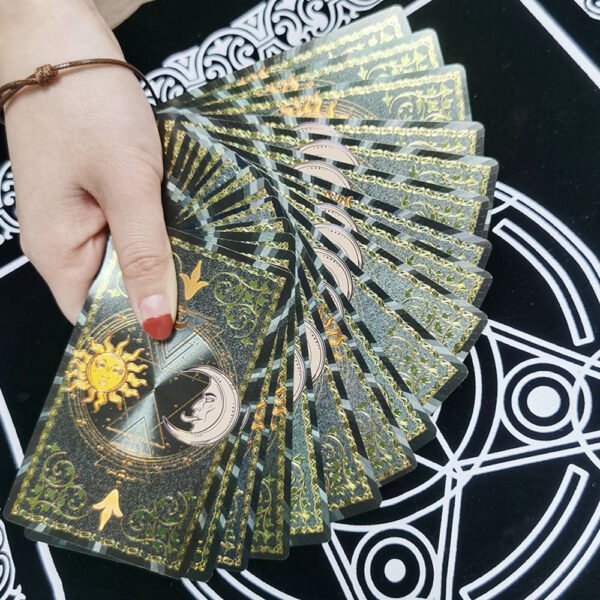 Luxury Gold Foil Tarot Card Hot Stamping PVC Waterproof and Wear-resistant Board Game Card Divination with Paper Instructions