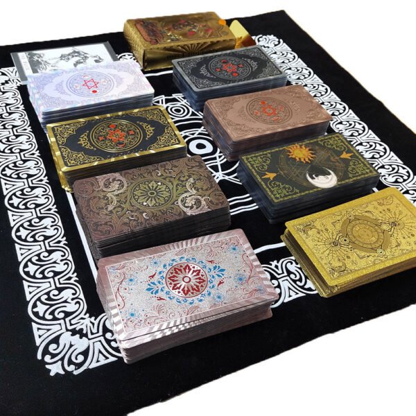 Luxury Gold Foil Tarot Card Hot Stamping PVC Waterproof and Wear-resistant Board Game Card Divination with Paper Instructions
