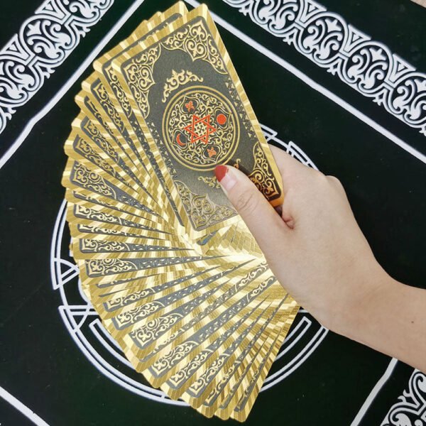 Luxury Gold Foil Tarot Card Hot Stamping PVC Waterproof and Wear-resistant Board Game Card Divination with Paper Instructions