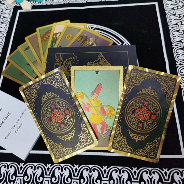 Luxury Set Tarot Cards Divination Six-pointed Star Golden Table Game Prediction Card Pvc Waterproof and Wear-resistant Gift Box