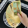 Luxury Set Tarot Cards Divination Six-pointed Star Golden Table Game Prediction Card Pvc Waterproof and Wear-resistant Gift Box