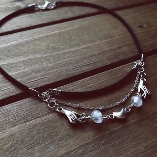 MOON CHOKER Necklace, Pagan Choker, Moonstone Choker,Moon Choker, Black Velvet Choker, Wicca Choker