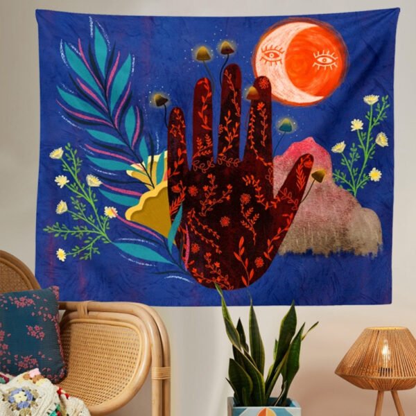 Magic Hand Tarot Tapestry Wall Hanging Moon Phase Tapestries Botanical Bedroom Decor Hippie Boho Wall Decor Decoration