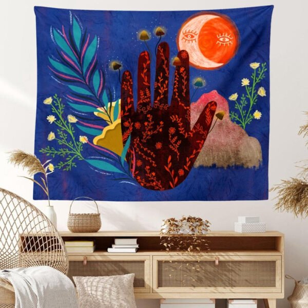 Magic Hand Tarot Tapestry Wall Hanging Moon Phase Tapestries Botanical Bedroom Decor Hippie Boho Wall Decor Decoration