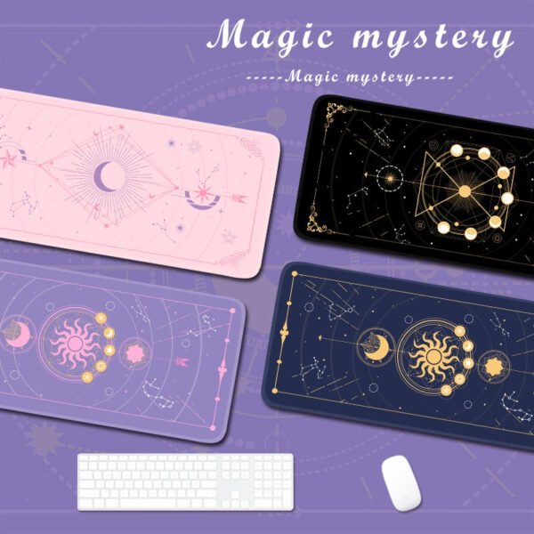 Magic Moon Star Purple Extra Large Kawaii Girl Gaming Mouse Pad Cute Xxl Desk Mat Water Proof Nonslip Laptop Desk Accessories - Desk Pads & Blotters