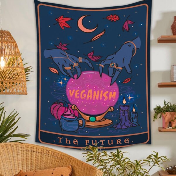Magic Tarot Wall Tapestry Moon Hand Quotes Veganism Magical Witch Art Tapestry Wall Hanging Living room Bedroom Home Decor