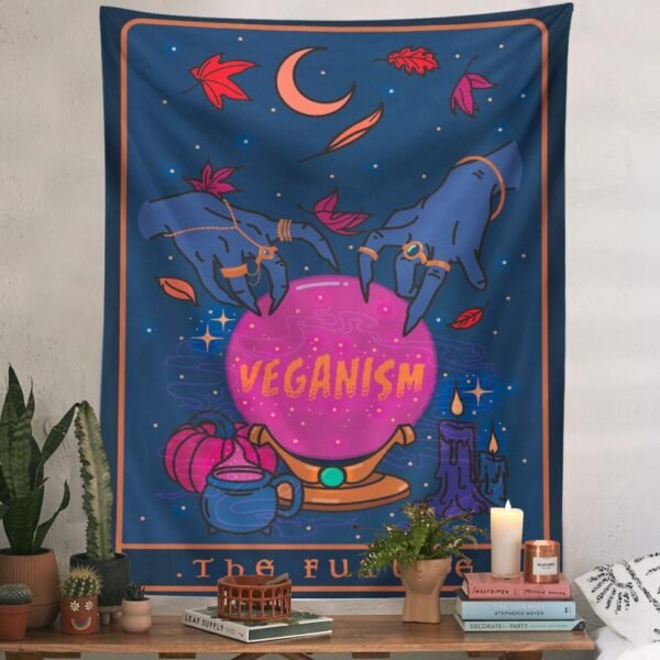 Magic Tarot Wall Tapestry Moon Hand Quotes Veganism Magical Witch Art Tapestry Wall Hanging Living room Bedroom Home Decor