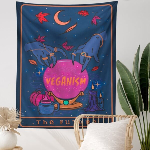 Magic Tarot Wall Tapestry Moon Hand Quotes Veganism Magical Witch Art Tapestry Wall Hanging Living room Bedroom Home Decor