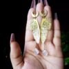 Magical Green Fairy Wing Earrings Dangle Earrings Clear Quartz Fairy Wings Earrings