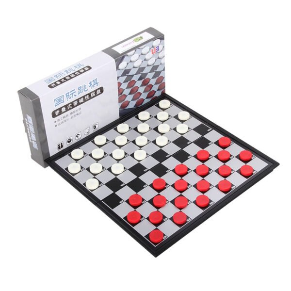 Magnetic International Draughts Set Chess Checkers Portable Folding Plastic 40Pcs/set Board 25x25cm Funny Educational Games   Game related