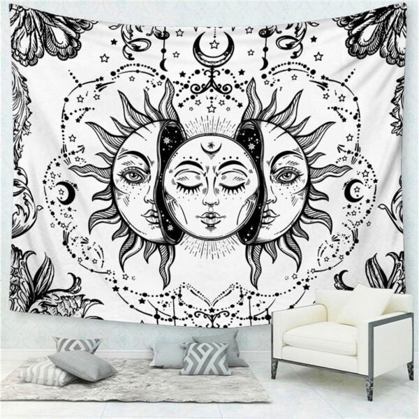 Mandala Tapestry Tarot Card  Wall Hanging Astrology Divination Witchcraft Room Decor Bedspread Throw Cover Sun Moon Wall Decor