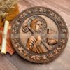 Mass Saint Benedict Beech Wood Carving Craft Church Catholic Deocration Prayer Disc Church Souvenirs Figures