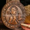 Mass Saint Benedict Beech Wood Carving Craft Church Catholic Deocration Prayer Disc Church Souvenirs Figures